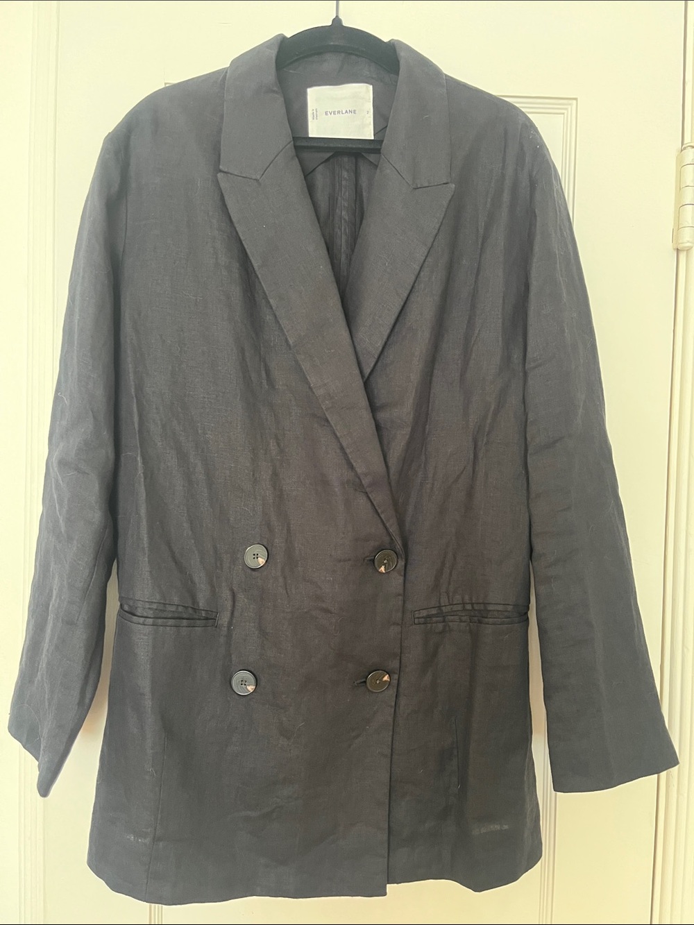 Everlane oversized linen double breasted blazer black size 2